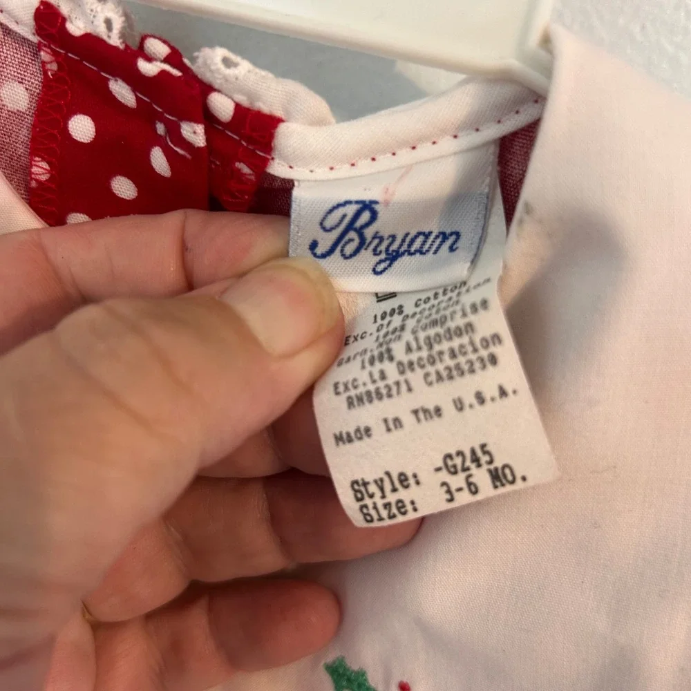 Bryan Vintage Baby Girls Red Polka Dot Christmas Outfit Set 3-6 Months USA Made